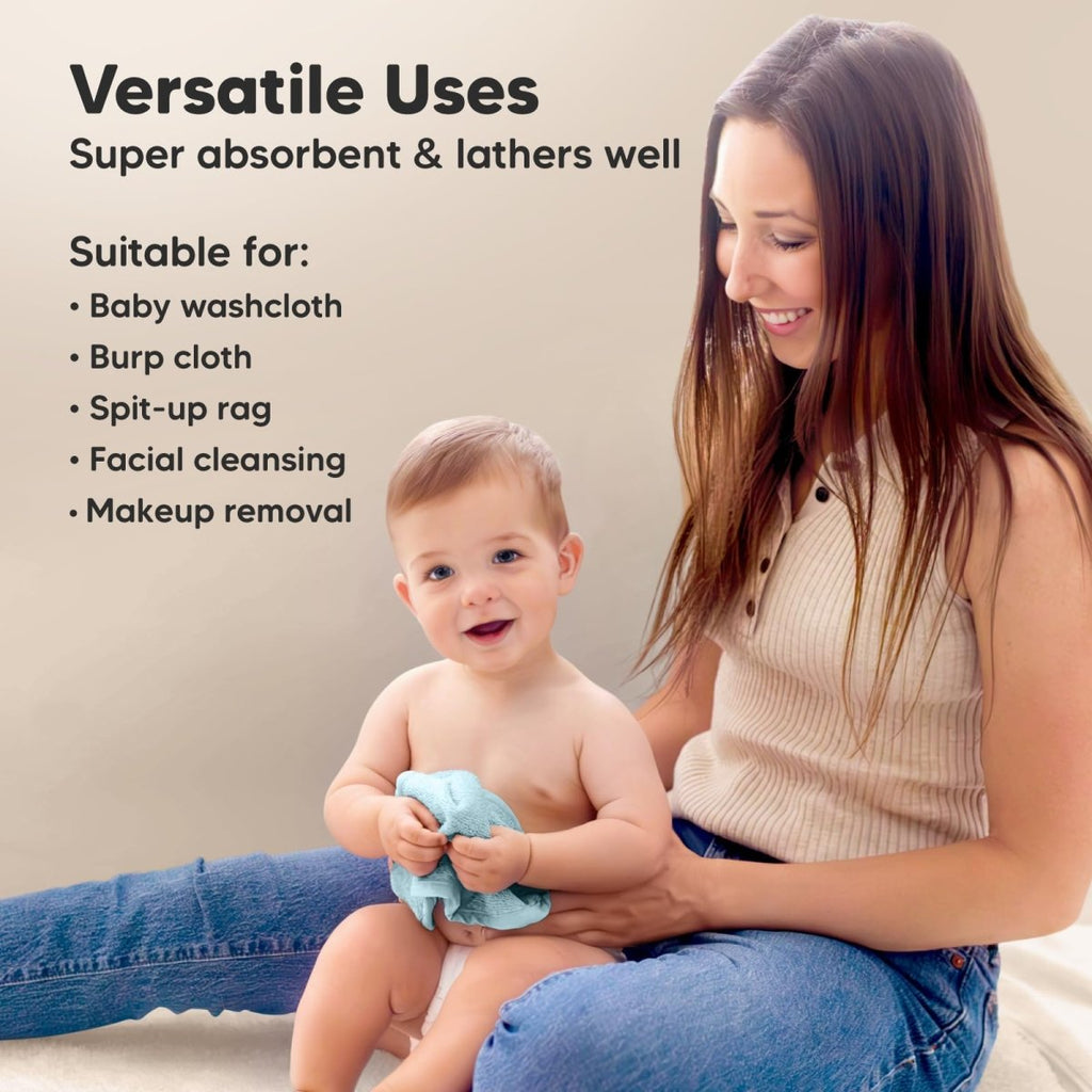 KeaBabies Deluxe Organic Bamboo Baby Washcloths 6 - Pack - LittleTreasures