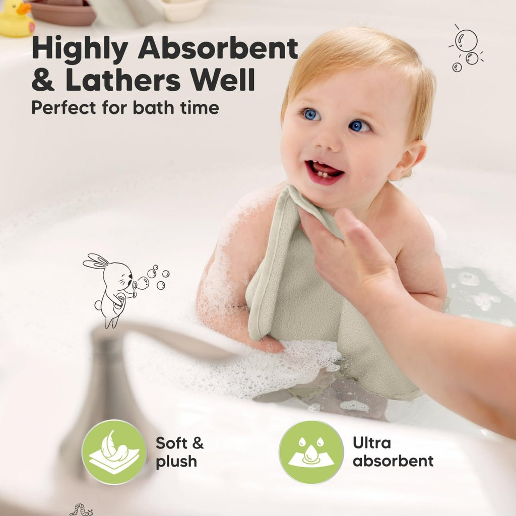 KeaBabies Organic Bamboo Baby Washcloths - 6 - Pack, Ultra Soft - LittleTreasures