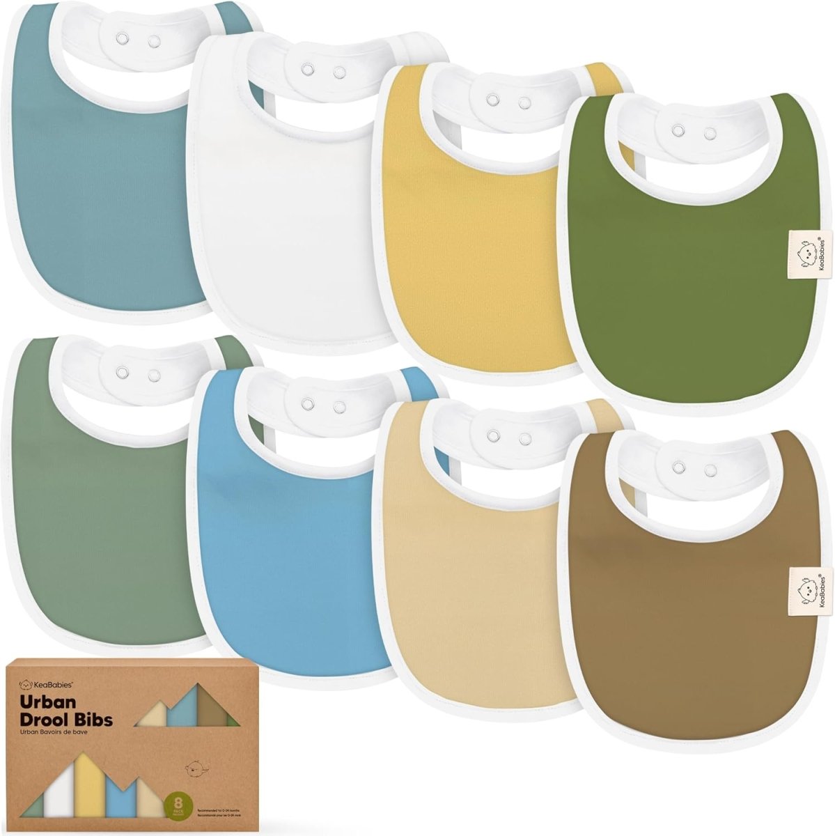 KeaBabies Organic Cotton 8 - Pack Baby Drool Bibs Unisex Adjustable - LittleTreasures