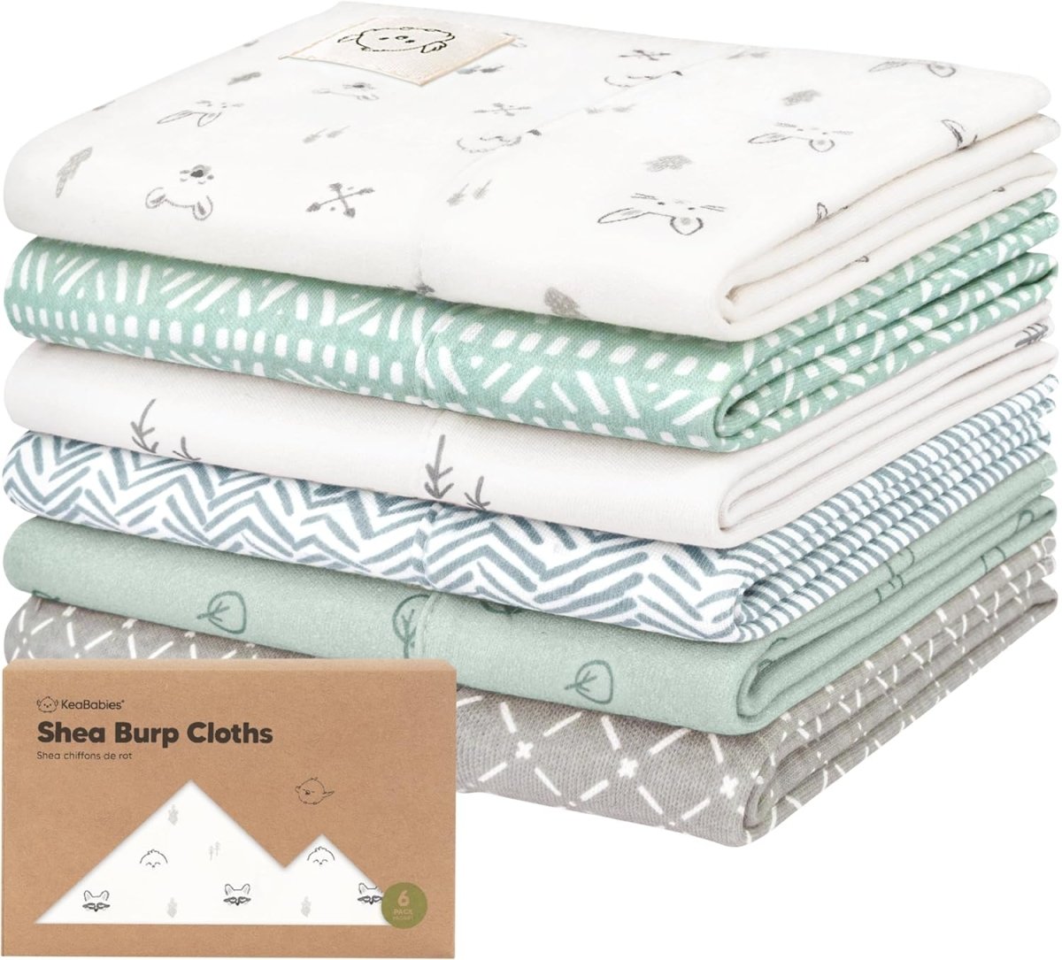 KeaBabies Organic Cotton Baby Burp Cloths - Ultra Absorbent Essentials - LittleTreasures