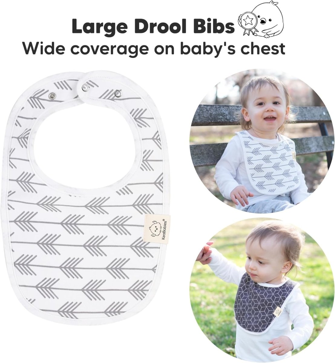 KeaBabies Organic Cotton Drool Bibs 8 - Pack - Unisex, Super Absorbent - LittleTreasures