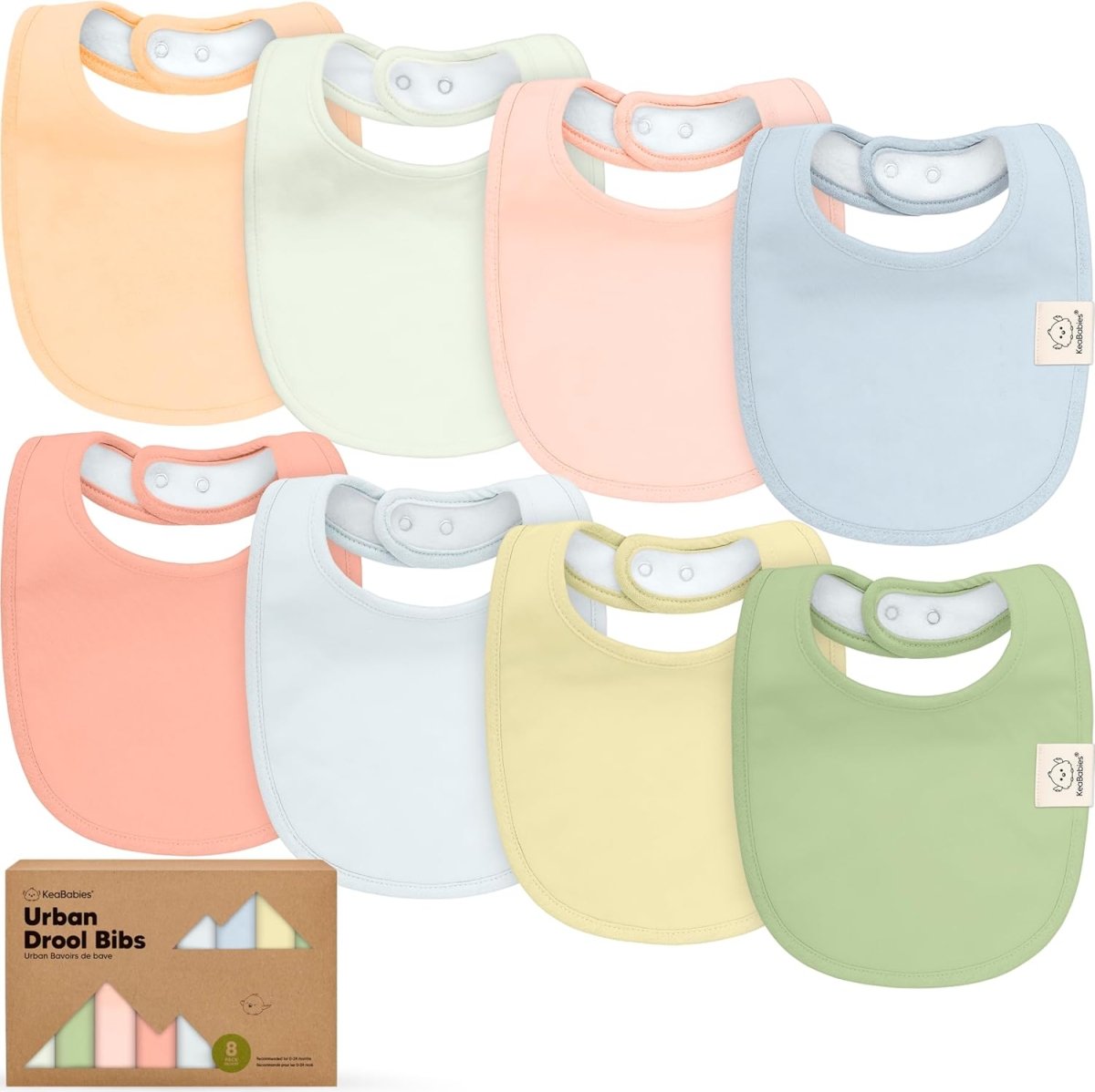 KeaBabies Organic Cotton Drool Bibs 8 - Pack - Unisex, Super Absorbent - LittleTreasures