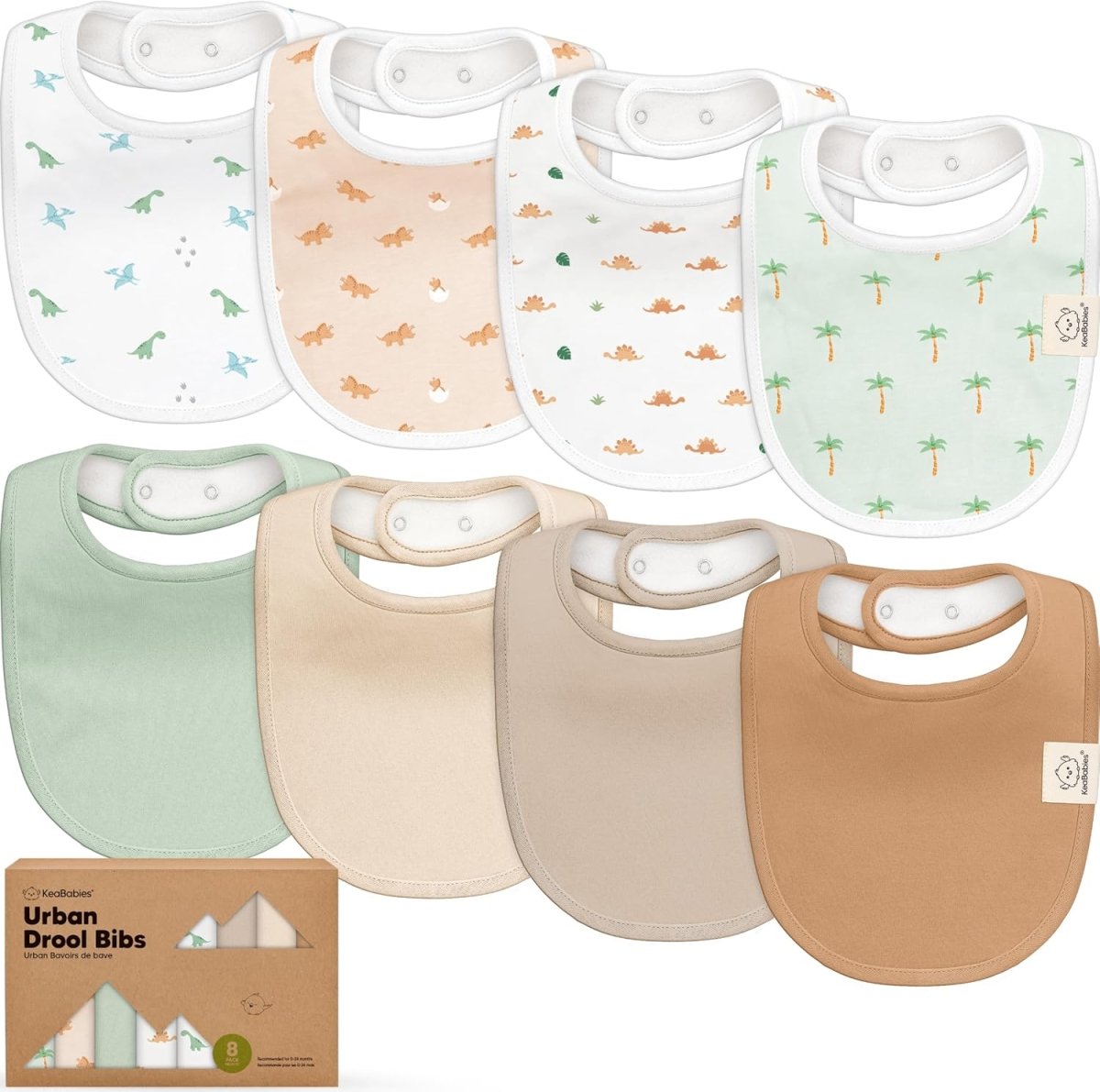 KeaBabies Organic Cotton Drool Bibs 8 - Pack - Unisex, Super Absorbent - LittleTreasures