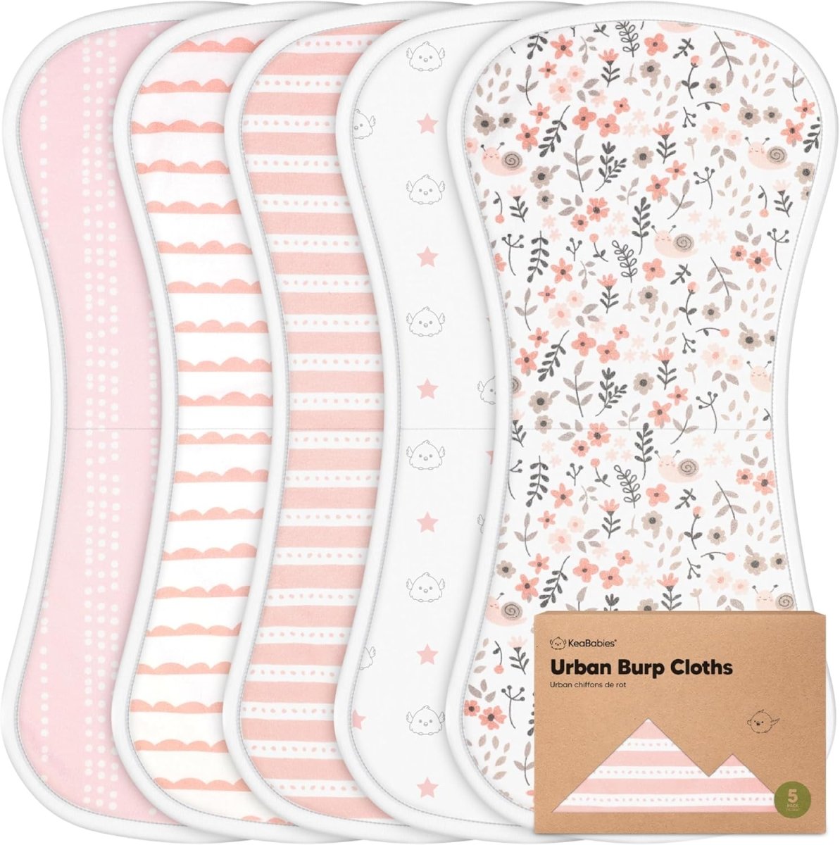 KeaBabies Organic Ultra - Absorbent Burp Cloth Set - 5 - Pack - LittleTreasures