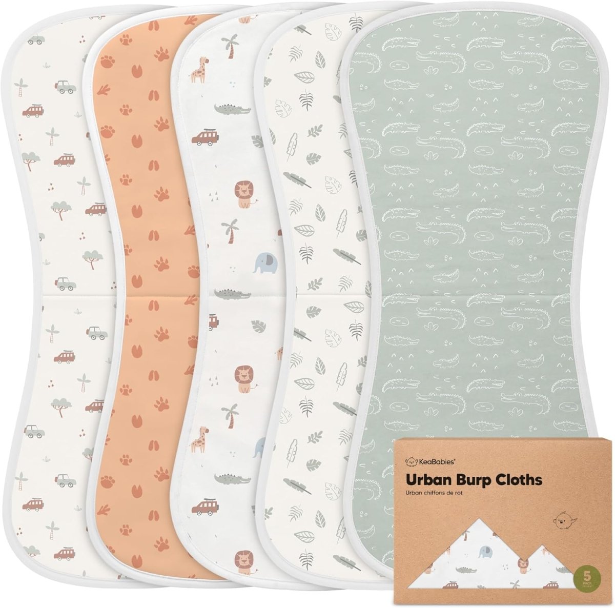 KeaBabies Organic Ultra - Absorbent Burp Cloth Set - 5 - Pack - LittleTreasures
