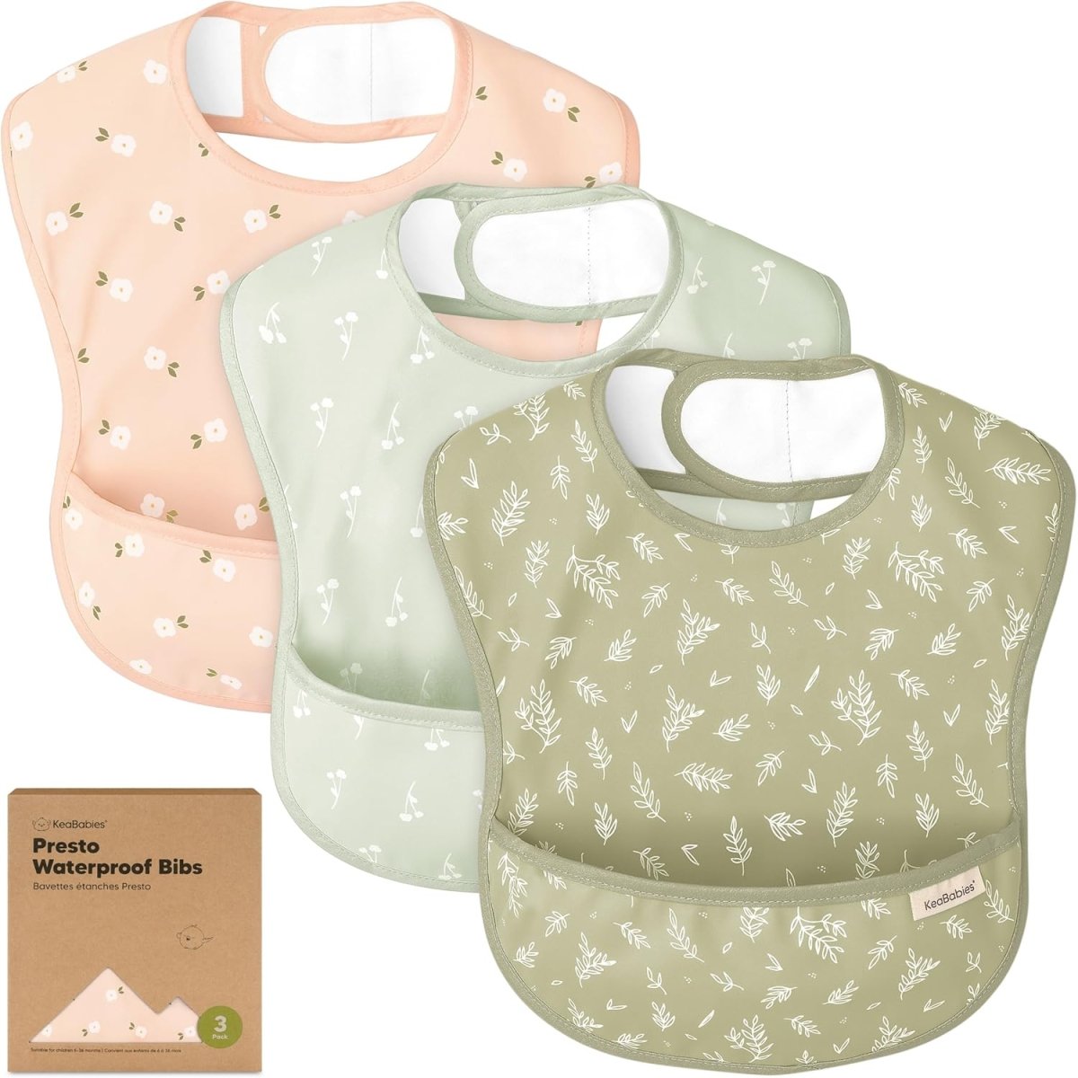 KeaBabies Presto Waterproof Bibs: Adjustable, Mess - Proof Comfort - LittleTreasures