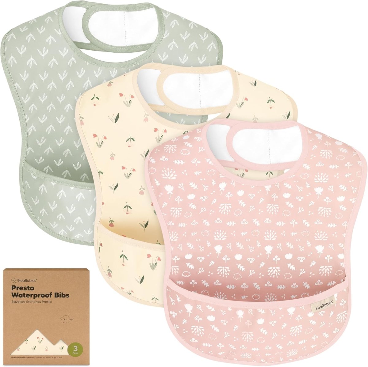 KeaBabies Presto Waterproof Bibs: Adjustable, Mess - Proof Comfort - LittleTreasures