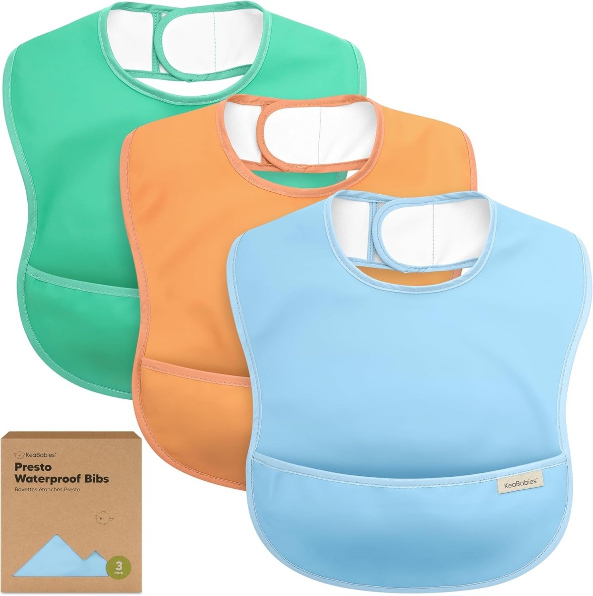 KeaBabies Presto Waterproof Bibs: Adjustable, Mess - Proof Comfort - LittleTreasures