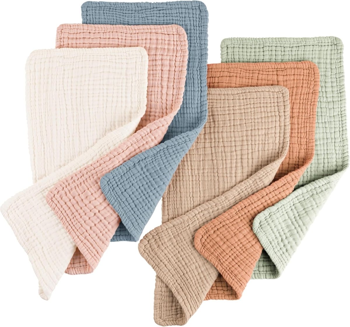Konssy Muslin Baby Burp Cloths - 6 - Pack Soft Absorbent Set - LittleTreasures