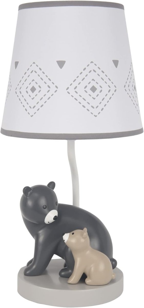 Lambs & Ivy Woodland Forest Gray Bears Nursery Lamp with Shade & Bulb - LittleTreasures