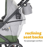 Larktale Caravan Coupe Quad V2, Compact Stroller Wagon with Reclining Seats for 4 Kids, Green - LittleTreasures