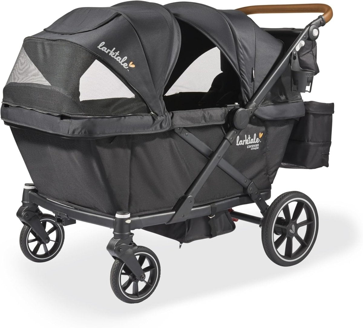 Larktale Caravan Coupe Quad V2, Compact Stroller Wagon with Reclining Seats for 4 Kids, Green - LittleTreasures