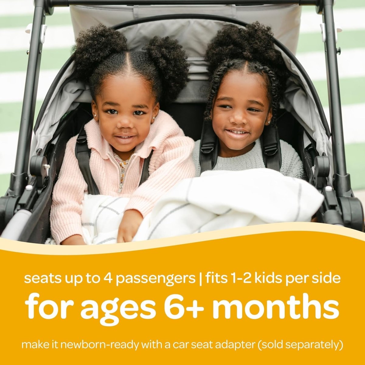 Larktale Caravan Coupe Quad V2, Compact Stroller Wagon with Reclining Seats for 4 Kids, Green - LittleTreasures