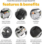 Larktale Caravan Coupe Quad V2, Compact Stroller Wagon with Reclining Seats for 4 Kids, Green - LittleTreasures