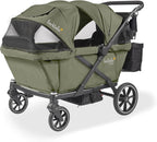 Larktale Caravan Coupe Quad V2, Compact Stroller Wagon with Reclining Seats for 4 Kids, Green - LittleTreasures
