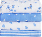 lasoftan Baby Muslin Burp Cloths, 100% Cotton Burping Cloths Super Absorbent Soft, Bath Towel Burp Cloths for Baby Girl Boy, Great Gift for Newborn, 10 x 20 inch, 4 Pack (Heart & Flowers) - LittleTreasures