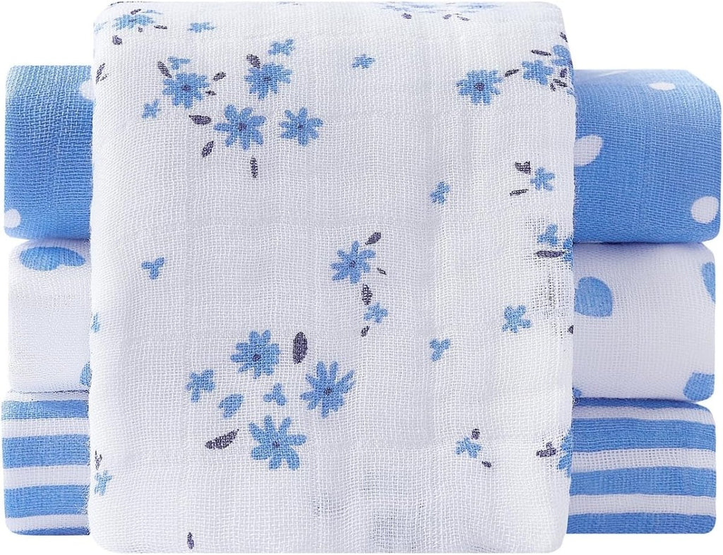 lasoftan Baby Muslin Burp Cloths, 100% Cotton Burping Cloths Super Absorbent Soft, Bath Towel Burp Cloths for Baby Girl Boy, Great Gift for Newborn, 10 x 20 inch, 4 Pack (Heart & Flowers) - LittleTreasures