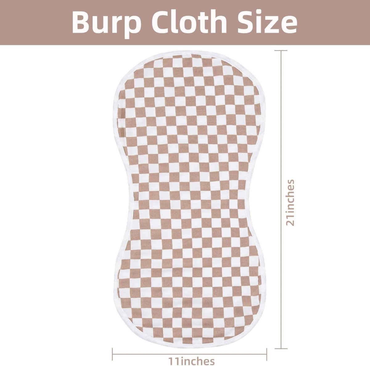 LifeTree Bamboo Muslin Burp Cloths - Soft, Checkered, 22"x10 - LittleTreasures