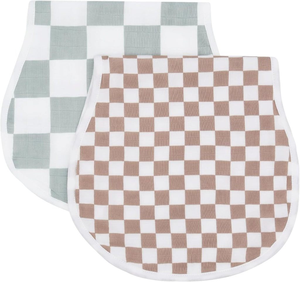 LifeTree Bamboo Muslin Burp Cloths - Soft, Checkered, 22"x10 - LittleTreasures