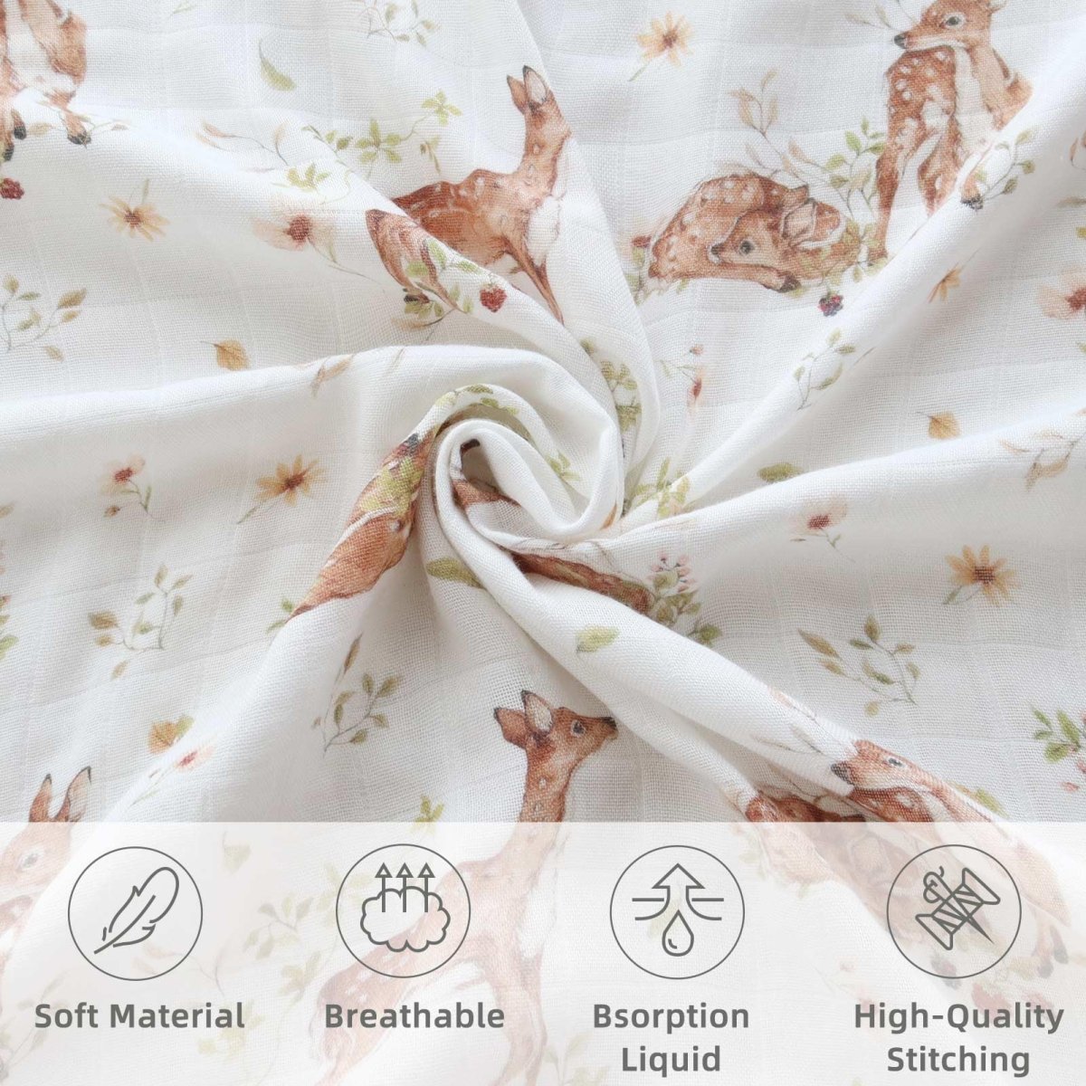 LifeTree Muslin Swaddle Blankets Neutral, Baby Swaddling Wrap Nursery Blanket for Boys & Girls Unisex, Soft 70% Viscose from Bamboo and 30% Cotton, Large 47 x 47 inches, Bear & Checkered Coffee - LittleTreasures