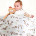 LifeTree Muslin Swaddle Blankets Neutral, Baby Swaddling Wrap Nursery Blanket for Boys & Girls Unisex, Soft 70% Viscose from Bamboo and 30% Cotton, Large 47 x 47 inches, Bear & Checkered Coffee - LittleTreasures