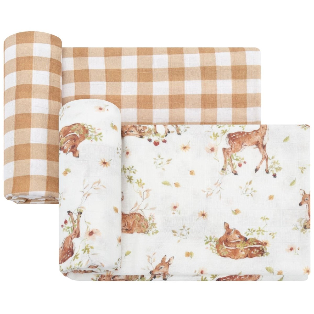 LifeTree Muslin Swaddle Blankets Neutral, Baby Swaddling Wrap Nursery Blanket for Boys & Girls Unisex, Soft 70% Viscose from Bamboo and 30% Cotton, Large 47 x 47 inches, Bear & Checkered Coffee - LittleTreasures