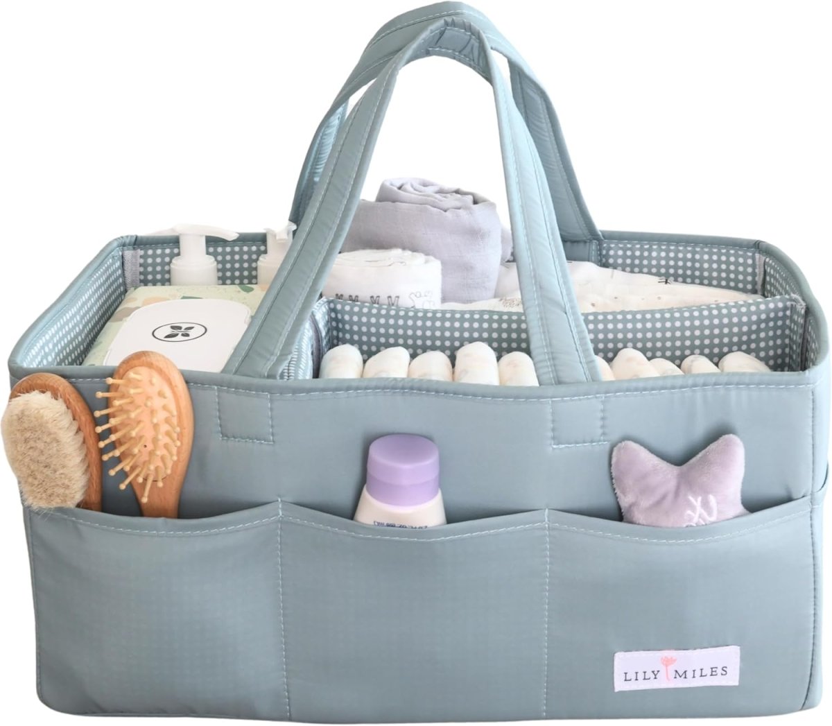 Lily Miles Baby Diaper Caddy Organizer, Wipeable Diaper Organizer Basket with 8 Pockets for Newborn Essentials, Baby Shower Gifts, Nursery Tote Bag for Changing Table or Car (Rosy Lilac, Large) - LittleTreasures
