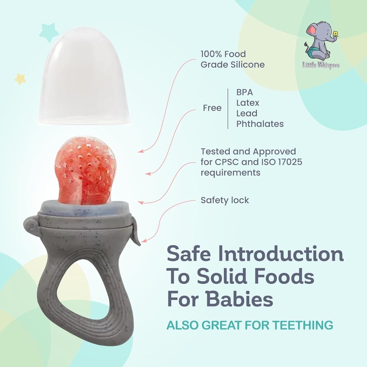 Little Whispers Silicone Baby Food Feeder & Teething Pacifier Set - LittleTreasures