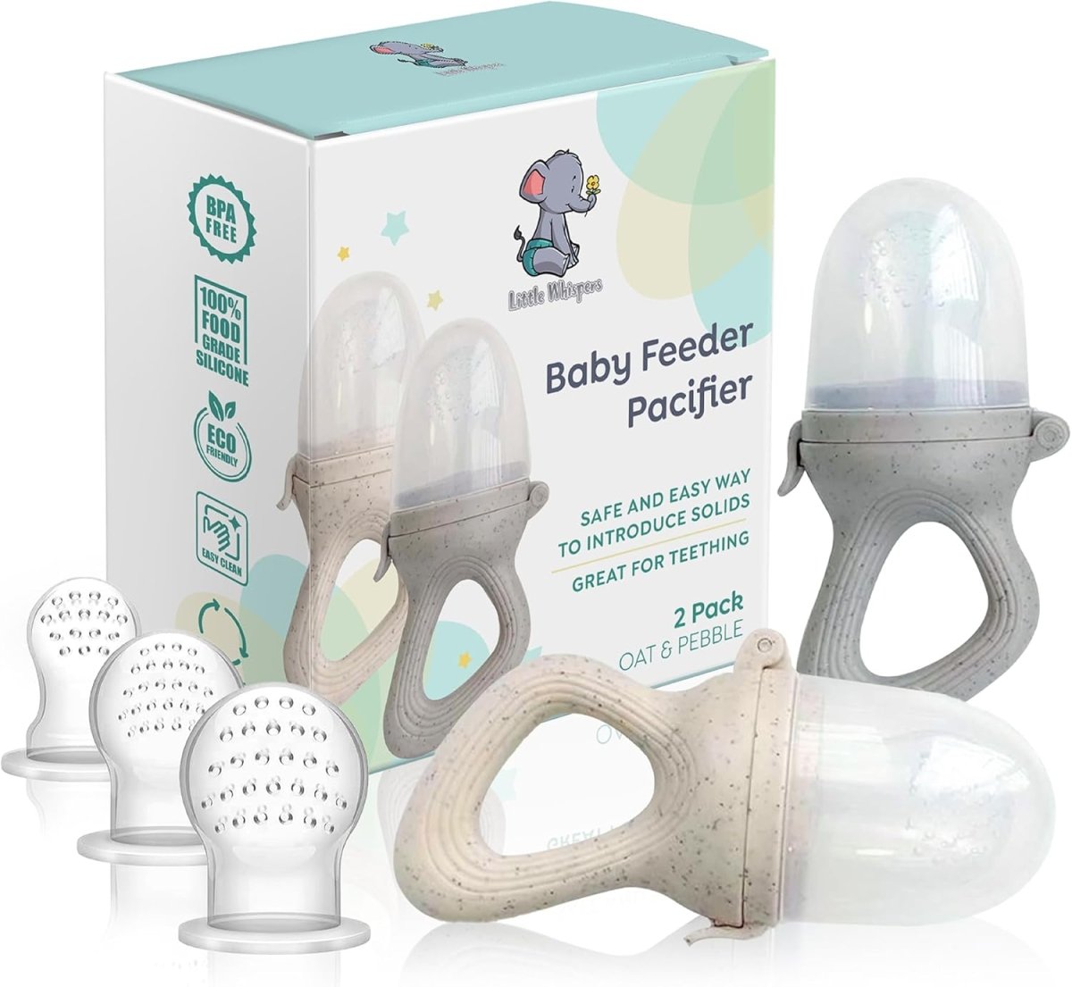Little Whispers Silicone Baby Food Feeder & Teething Pacifier Set - LittleTreasures