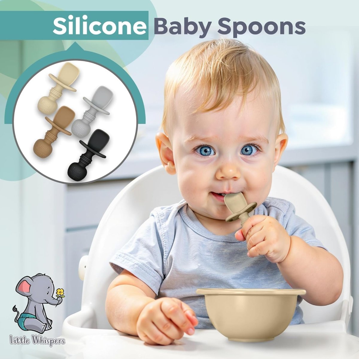 LittleWhispers Eco Silicone Baby Spoons Set - Safe & Stylish - LittleTreasures
