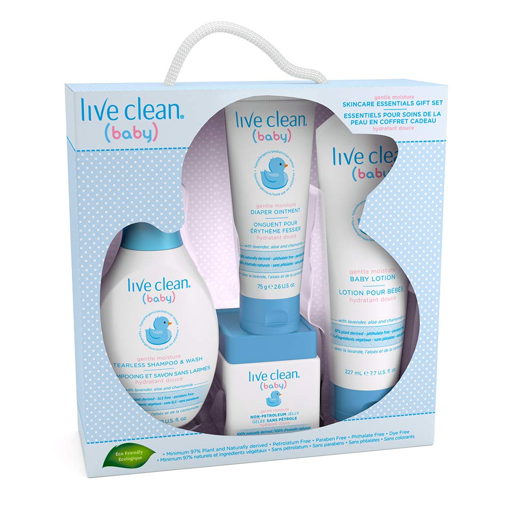 Live Clean Baby Gentle Moisture Baby Essentials Gift Set, 4 Count - LittleTreasures