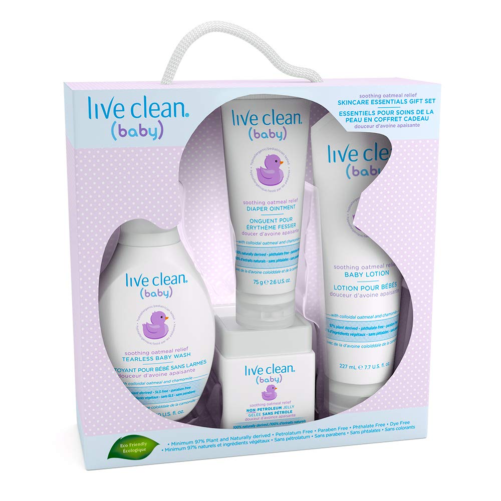 Live Clean Baby Gentle Moisture Baby Essentials Gift Set, 4 Count - LittleTreasures