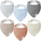 Lulumoon Cotton Baby Drool Bibs, 8 - Pack Adjustable & Absorbent - LittleTreasures