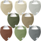 Lulumoon Cotton Baby Drool Bibs, 8 - Pack Adjustable & Absorbent - LittleTreasures