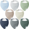 Lulumoon Cotton Baby Drool Bibs, 8 - Pack Adjustable & Absorbent - LittleTreasures