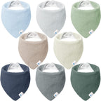 Lulumoon Cotton Baby Drool Bibs, 8 - Pack Adjustable & Absorbent - LittleTreasures