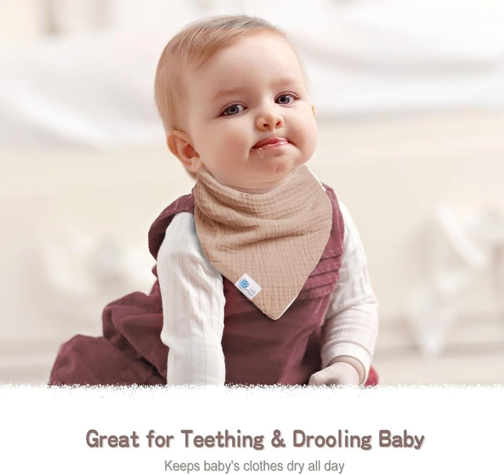 Lulumoon Cotton Baby Drool Bibs, 8 - Pack Adjustable & Absorbent - LittleTreasures