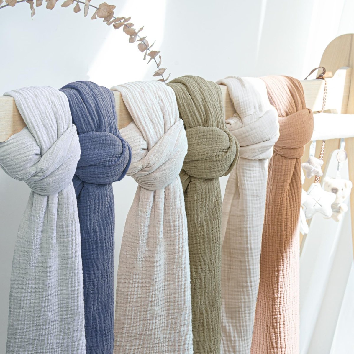 lulumoon Muslin Swaddle Blanket Baby - Cotton Swaddling Blanket Soft Baby Receiving Blanket Neutral 3Pack(Olive) - LittleTreasures