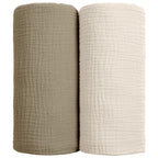 lulumoon Muslin Swaddle Blanket Baby - Cotton Swaddling Blanket Soft Baby Receiving Blanket Neutral 3Pack(Olive) - LittleTreasures