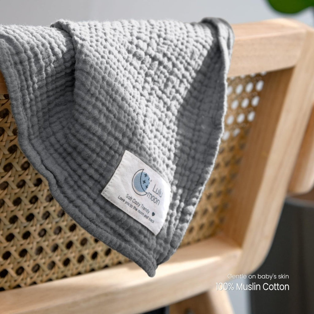 lulumoon Muslin Swaddle Blanket Baby - Cotton Swaddling Blanket Soft Baby Receiving Blanket Neutral 3Pack(Olive) - LittleTreasures