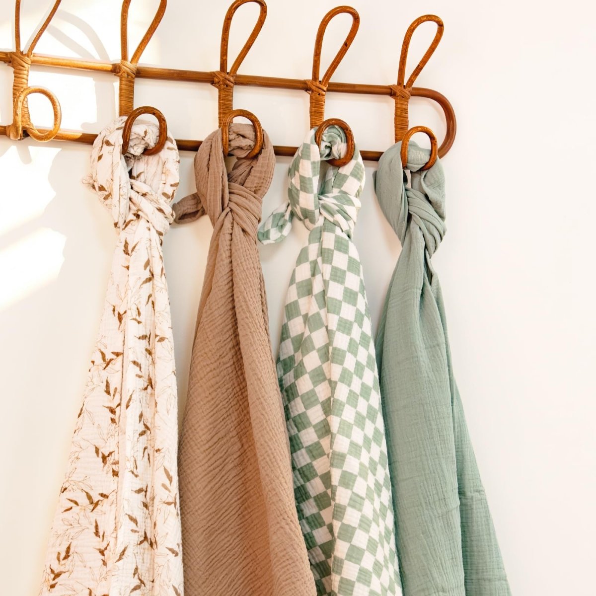 lulumoon Muslin Swaddle Blanket Baby - Cotton Swaddling Blanket Soft Baby Receiving Blanket Neutral 3Pack(Olive) - LittleTreasures