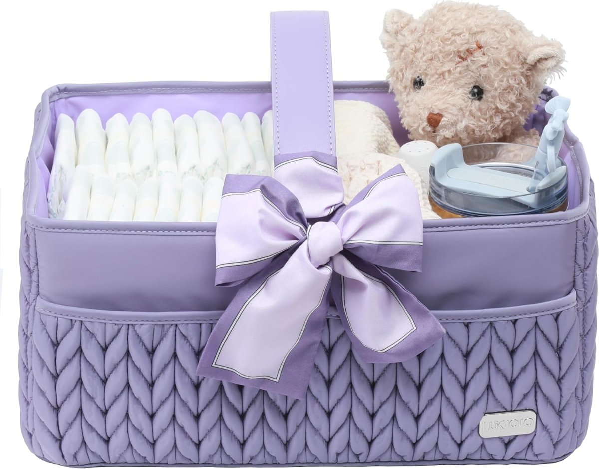 Luxurious Baby Diaper Caddy, Nursery Storage Basket for Newborn Boy and Girl, Travel Baby Basket for Diapers Baby Wipes, Organizer Tote Bag Storage Bin, Baby Shower Gifts(dusty rose) - LittleTreasures