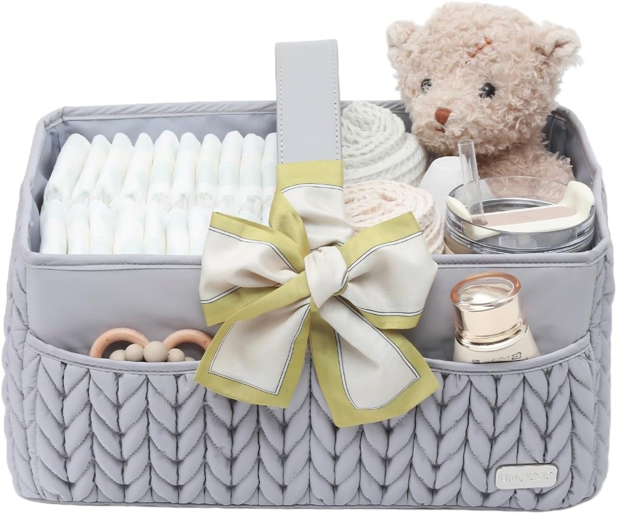 Luxurious Baby Diaper Caddy, Nursery Storage Basket for Newborn Boy and Girl, Travel Baby Basket for Diapers Baby Wipes, Organizer Tote Bag Storage Bin, Baby Shower Gifts(dusty rose) - LittleTreasures