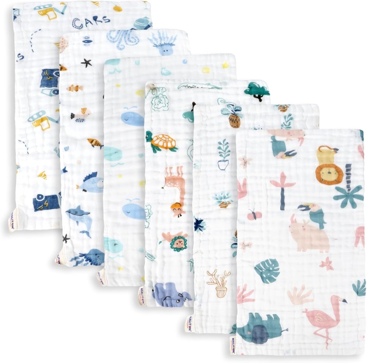 Maliton Muslin Burp Cloths for Baby Girl 6 Pack Large 20''x10'' 100% Cotton Burp Rags Absorbent and Soft 6 Layers Muslin Cloth Baby Boy Newborn Essentials Must Haves(Fairy Tale, Pack of 6) - LittleTreasures
