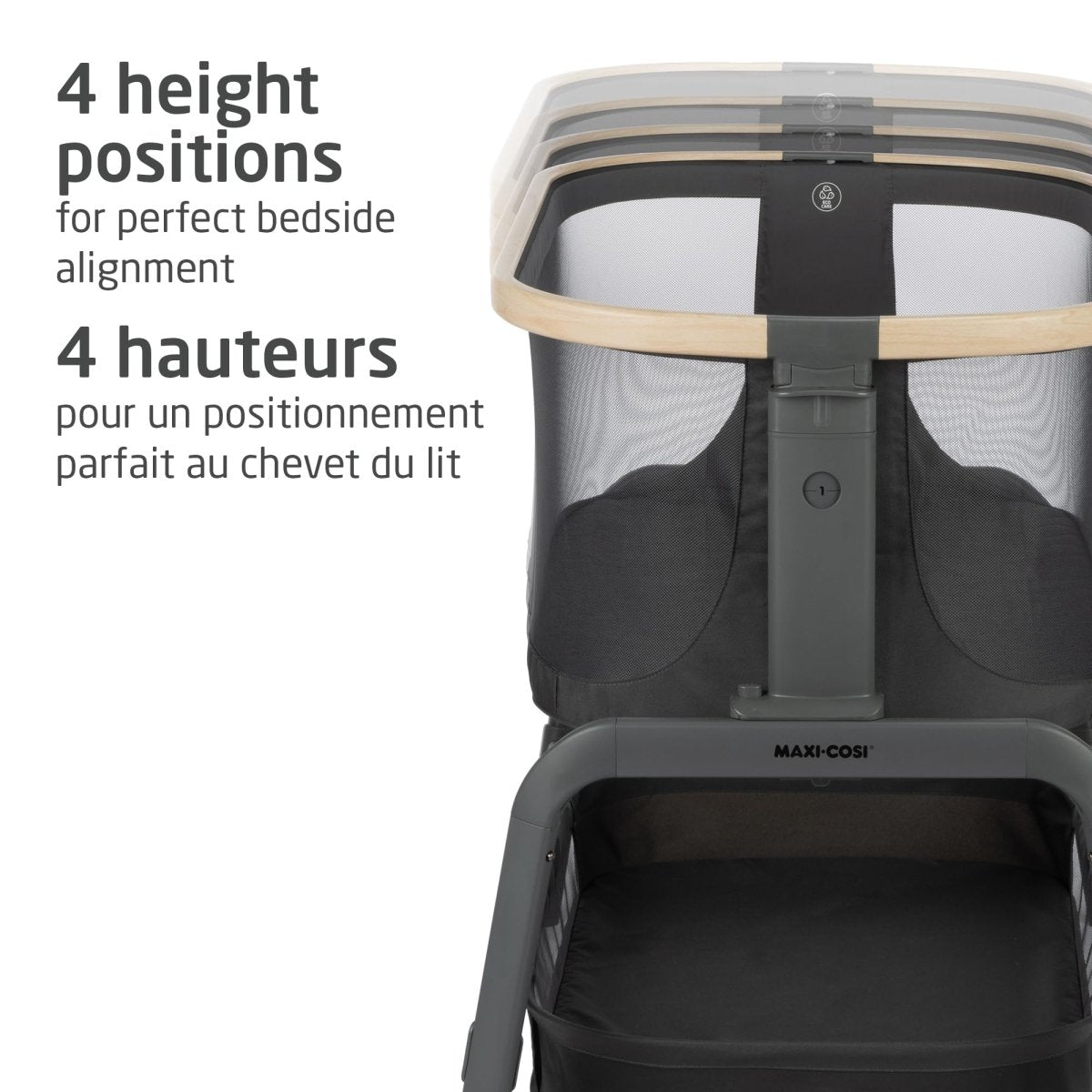 Maxi - Cosi Iora Bedside Bassinet , infant bedside sleeper crib, 4 height positions, portable & folds flat, large storage basket, includes travel bag, Horizon Sand - LittleTreasures