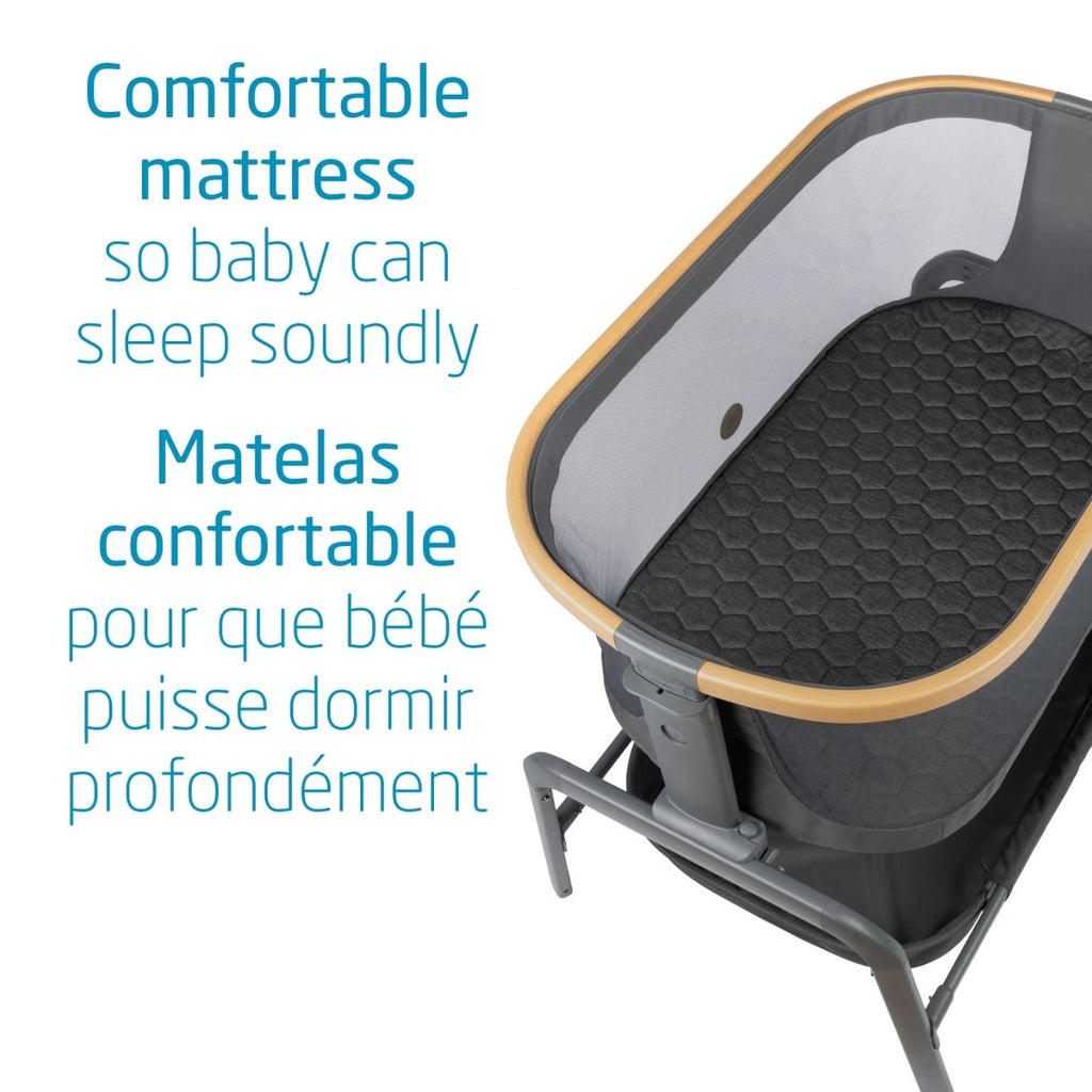 Maxi - Cosi Iora Bedside Bassinet , infant bedside sleeper crib, 4 height positions, portable & folds flat, large storage basket, includes travel bag, Horizon Sand - LittleTreasures