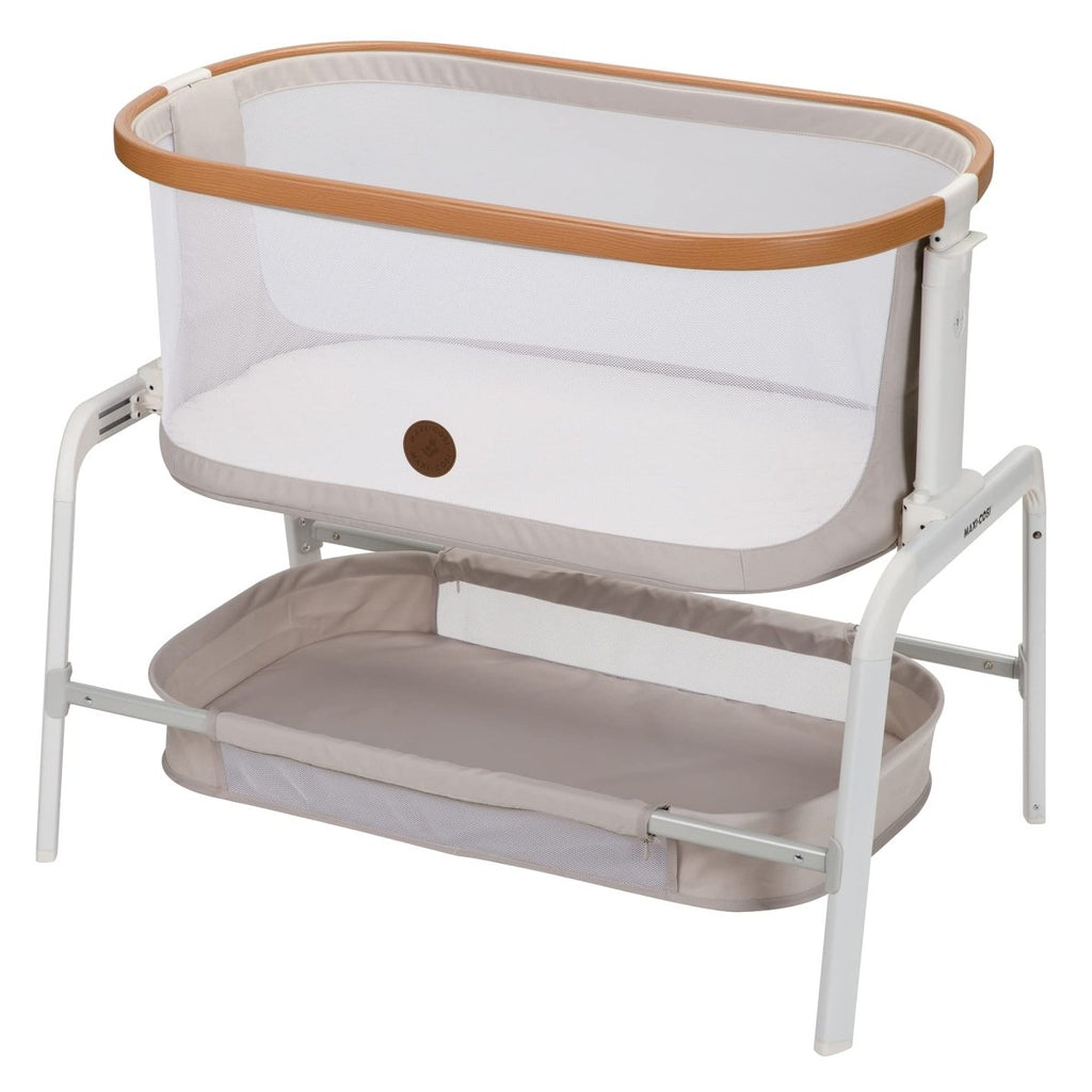 Maxi - Cosi Iora Bedside Bassinet , infant bedside sleeper crib, 4 height positions, portable & folds flat, large storage basket, includes travel bag, Horizon Sand - LittleTreasures