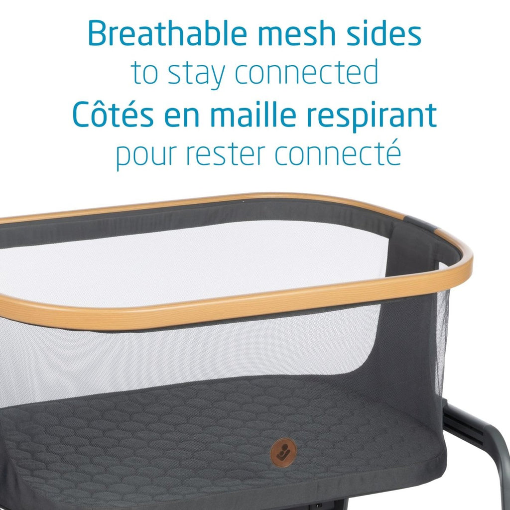 Maxi - Cosi Iora Bedside Bassinet , infant bedside sleeper crib, 4 height positions, portable & folds flat, large storage basket, includes travel bag, Horizon Sand - LittleTreasures