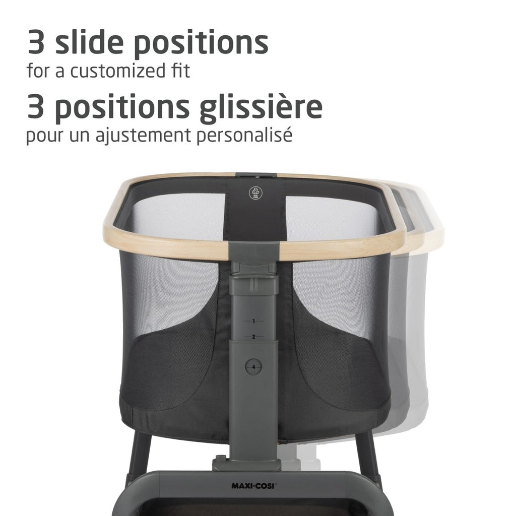 Maxi - Cosi Iora Bedside Bassinet , infant bedside sleeper crib, 4 height positions, portable & folds flat, large storage basket, includes travel bag, Horizon Sand - LittleTreasures