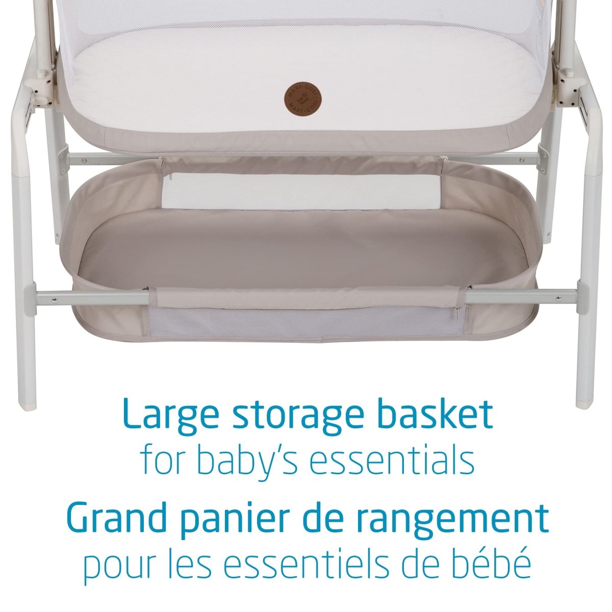 Maxi - Cosi Iora Bedside Bassinet , infant bedside sleeper crib, 4 height positions, portable & folds flat, large storage basket, includes travel bag, Horizon Sand - LittleTreasures